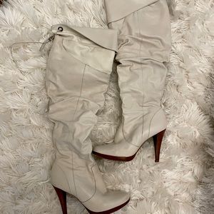 Jessica Simpson cream knee high boots